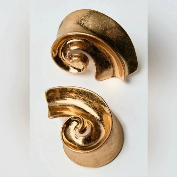 ZARA SEMI-CIRCULAR SILVER GOLD  EARRINGS - Picture 3 of 16